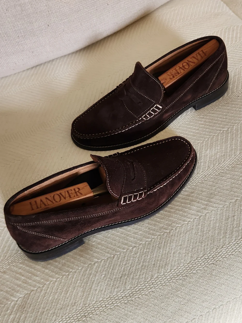 Cole Haan Men's Brown Suede Penny Loafers